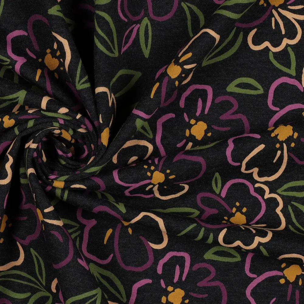 Jersey Fleuri Coton Anthracite – Image 3