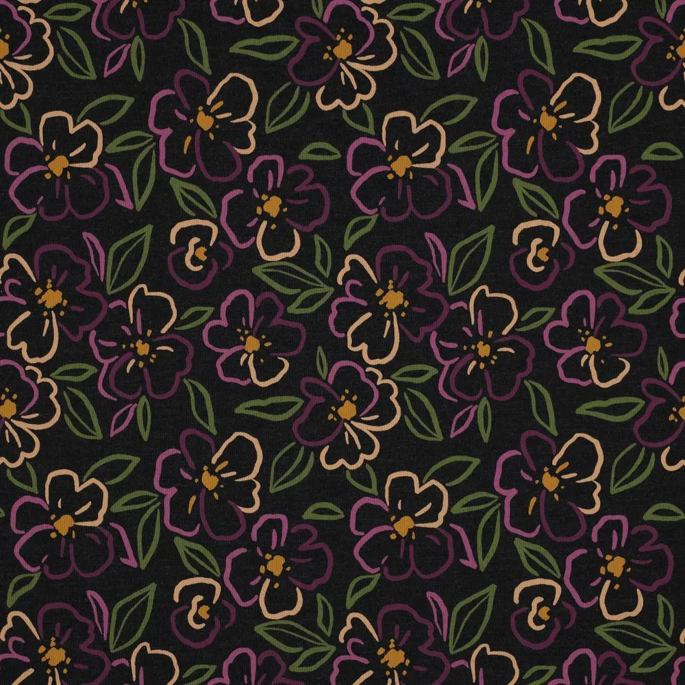Jersey Fleuri Coton Anthracite