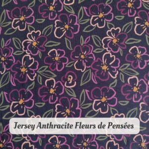 Jersey Anthracite Fleurs de Pensées