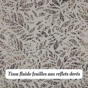Tissu fluide feuilles aux reflets dorés