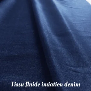 Tissu fluide coton mélangé imitation denim