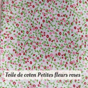 Toile de coton fleurs roses