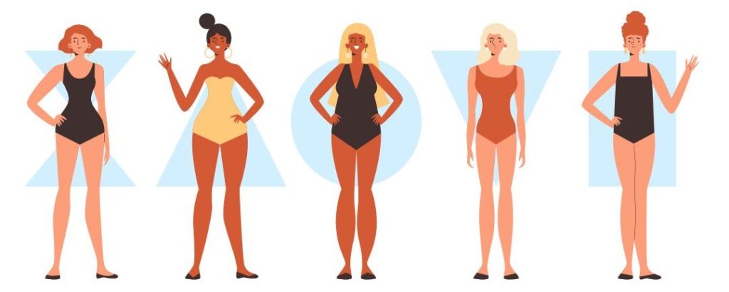 illustration des 5 morphologies principales féminines